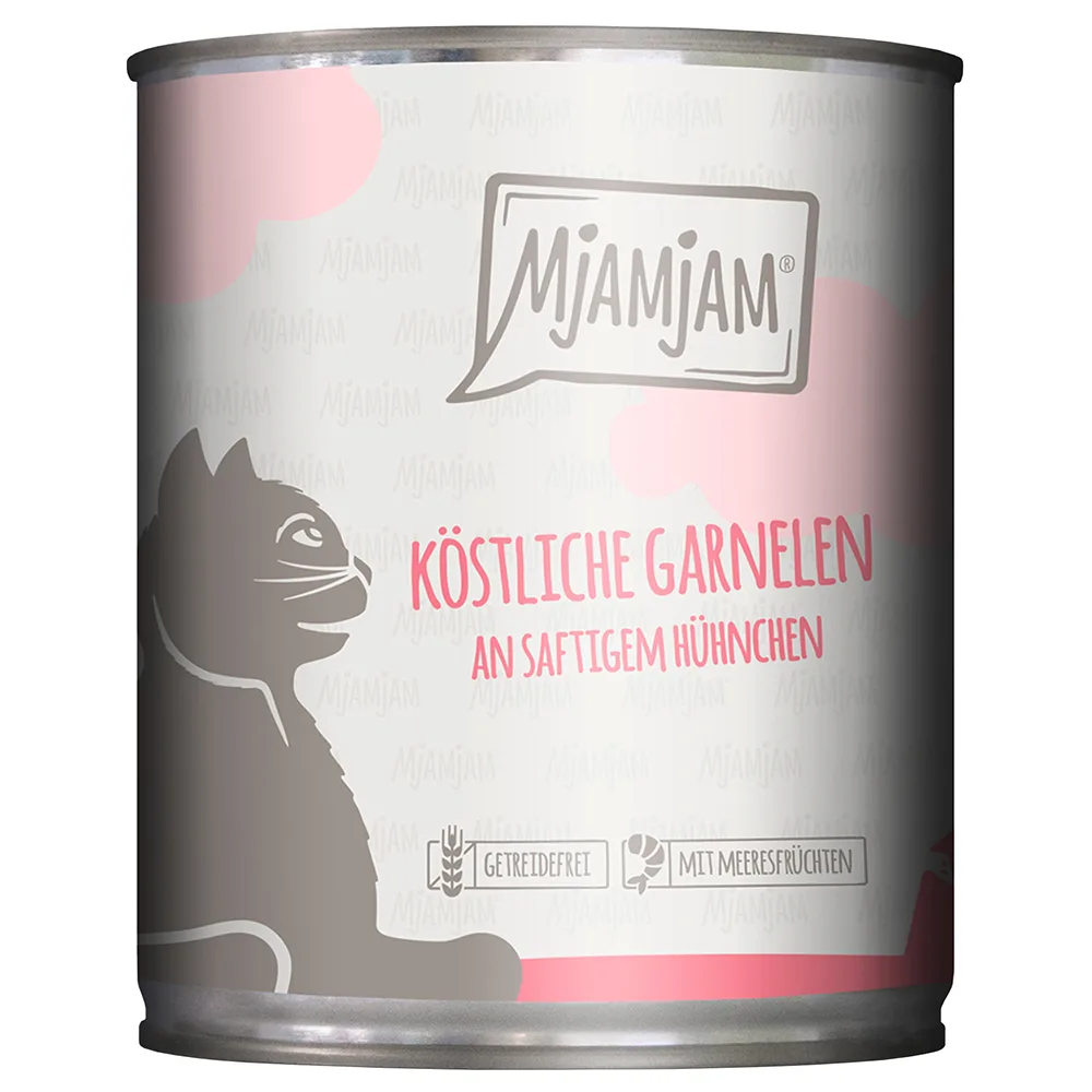 6x 800g heerlijke garnalen op sappige kip MjAMjAM kattenvoer nat by MjAMjAM – product photo