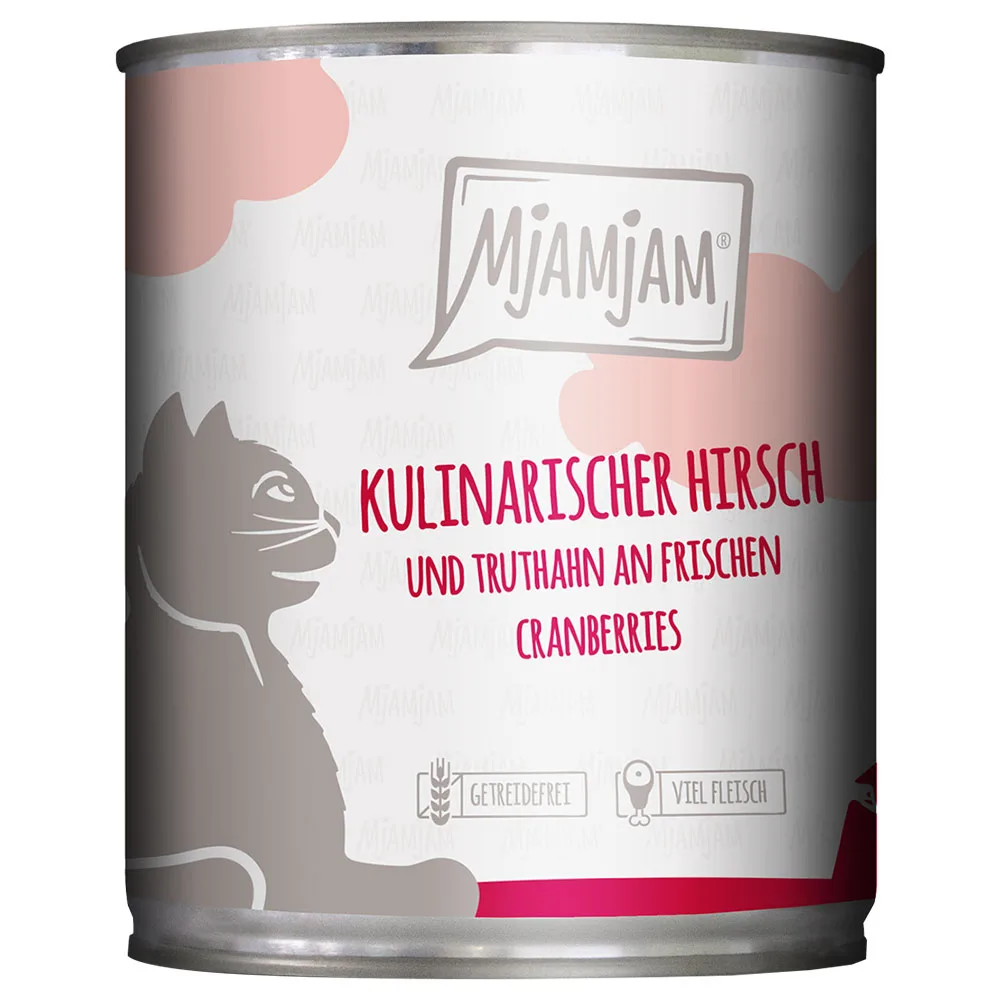 6x 800g MjAMjAM Culinary Venison and Turkey on Fresh Cranberries Wet Cat Food van MjAMjAM – productfoto