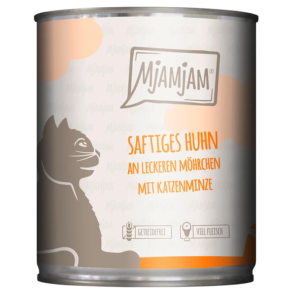 6x 800g sappige kip op lekkere wortels MjAMjAM nat kattenvoer by MjAMjAM – product photo