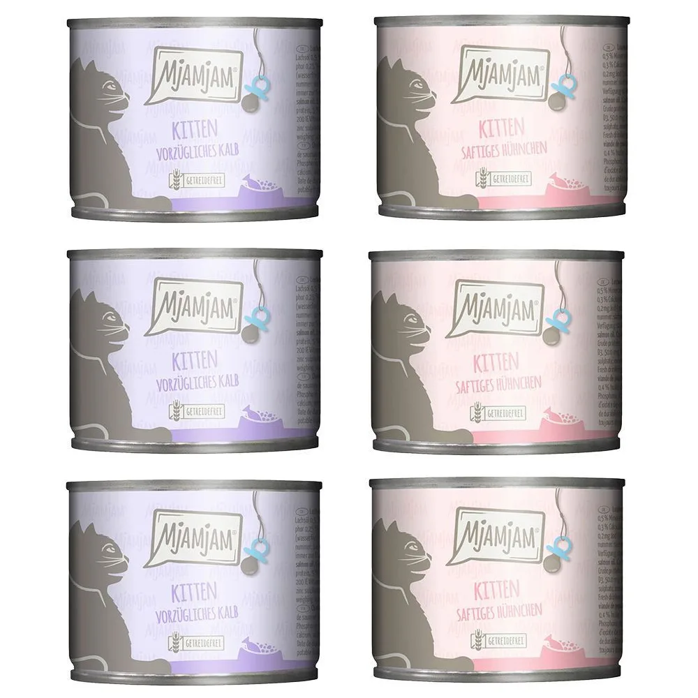 6x200g Mix (2 Rassen) MjAMjAM Kitten Natvoer Kat van MjAMjAM – productfoto