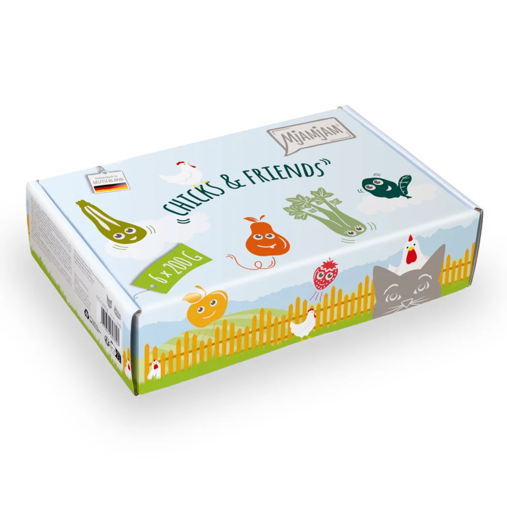 6x200g MjAMjAM chicks & friends Multipak kattenvoer nat by MjAMjAM – product photo