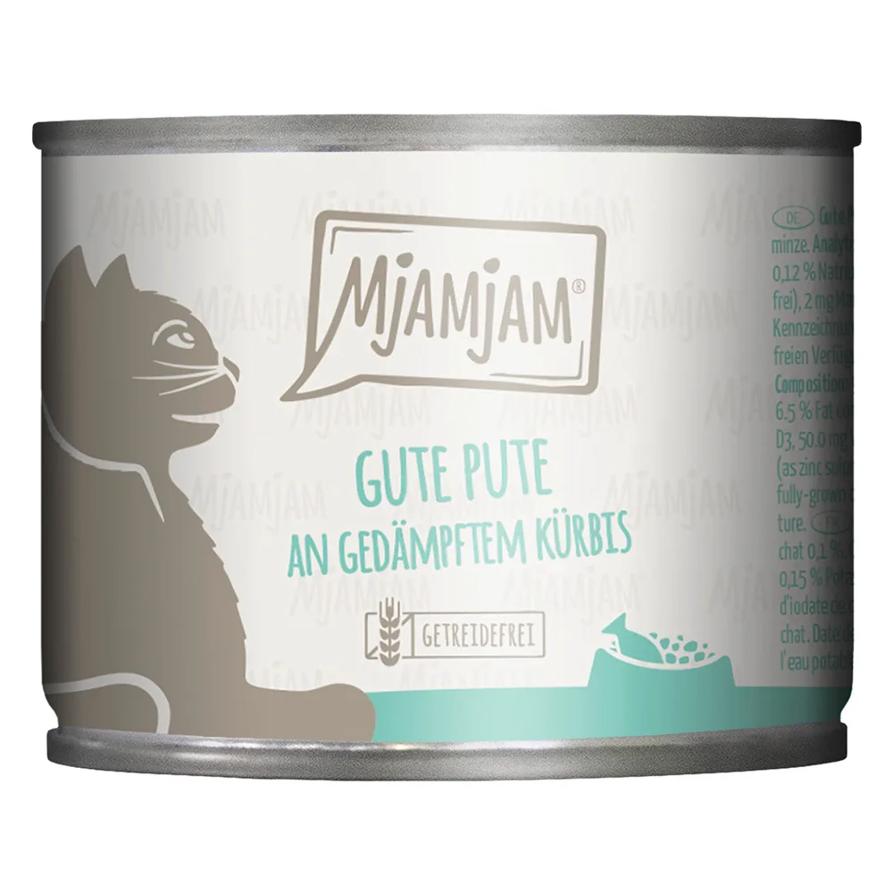 6x200g MjAMjAM goede kalkoen op gestoomde pompoen kattenvoer nat by MjAMjAM – product photo