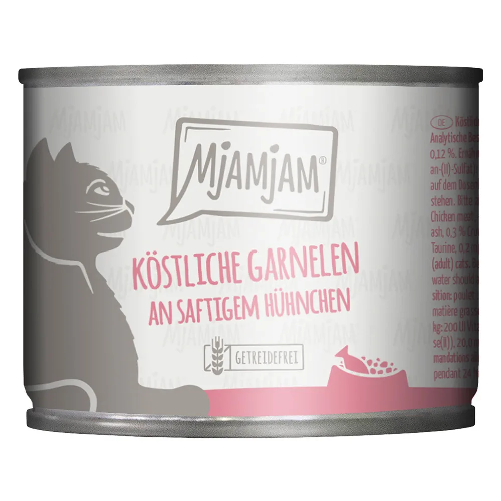 6x200g MjAMjAM heerlijke garnalen op sappige kip kattenvoer nat van MjAMjAM – productfoto