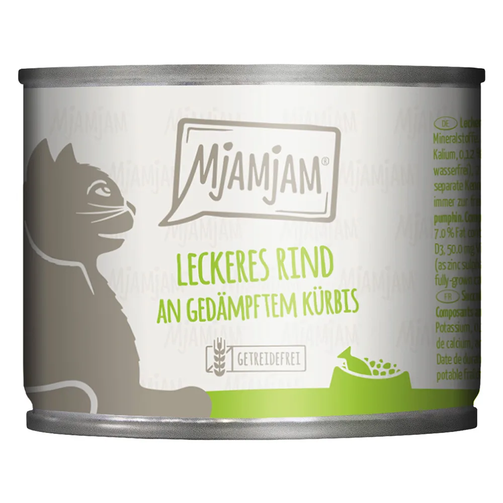 6x200g MjAMjAM lekker rund op gestoomde pompoen kattenvoer nat by MjAMjAM – product photo