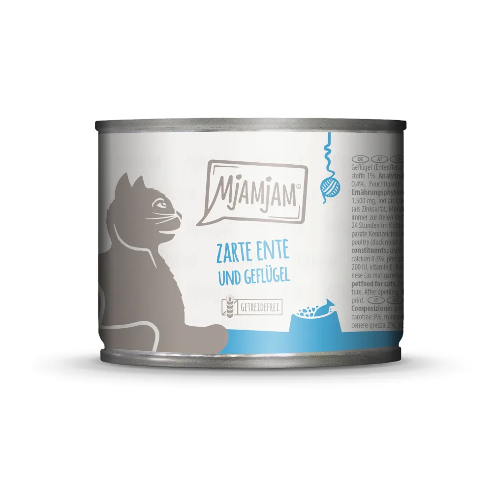 6x200g MjAMjAM malse eend en gevogelte nat kattenvoer by MjAMjAM – product photo