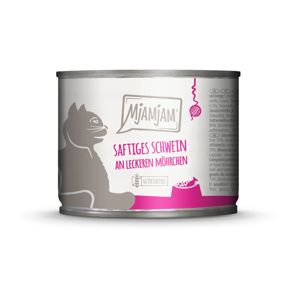 6x200g MjAMjAM sappig varken op heerlijke wortelen nat kattenvoer de MjAMjAM – photo produit