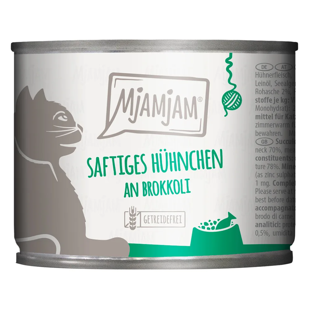 6x200g MjAMjAM Sappige kip op broccoli nat kattenvoer de MjAMjAM – photo produit