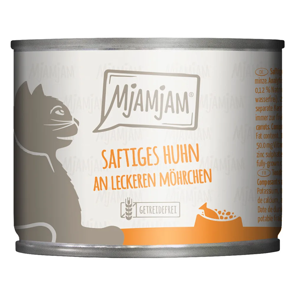 6x200g MjAMjAM sappige kip op lekkere wortels kattenvoer nat de MjAMjAM – photo produit