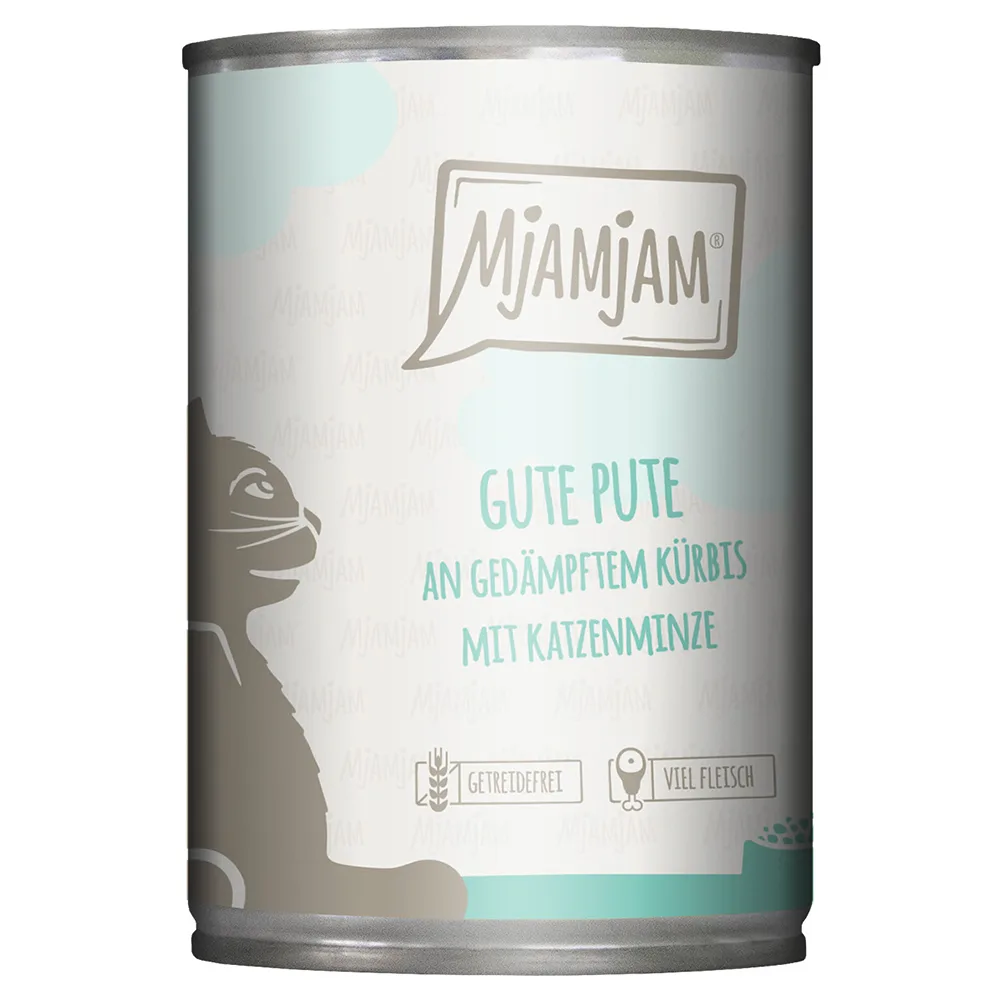 6x400g MjAMjAM goede kalkoen op gestoomde pompoen kattenvoer nat van MjAMjAM – productfoto