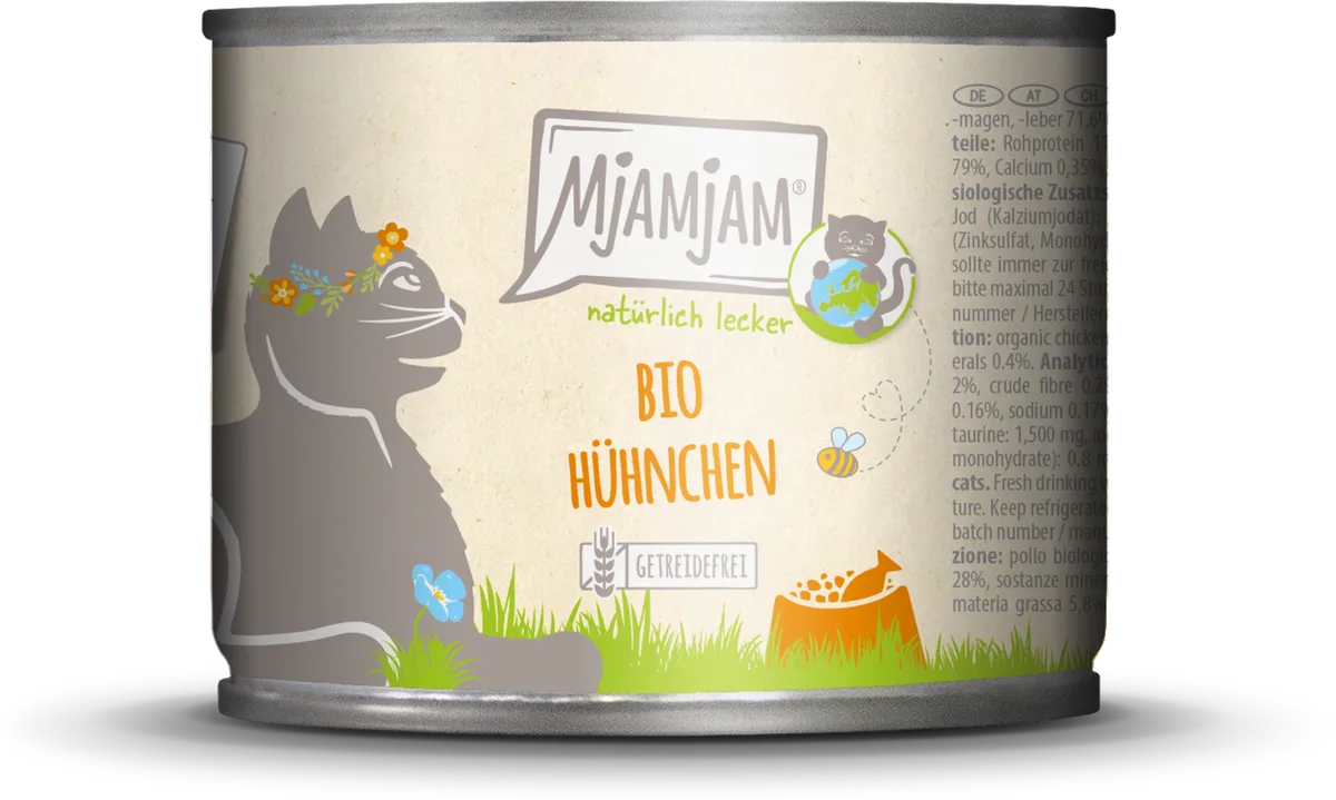 Nourriture humide pour chats Poulet Biologique Naturel 200 g de MjAMjAM – photo produit