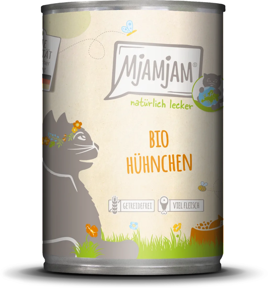 Nourriture humide pour chats Poulet Biologique Naturel 400 g de MjAMjAM – photo produit