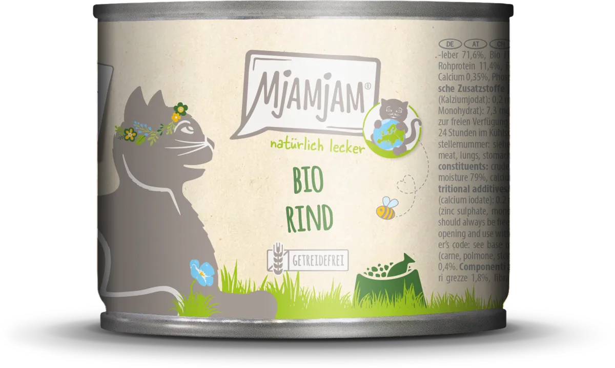 Nourriture humide pour chats Bœuf Biologique Naturel 200 g de MjAMjAM – photo produit