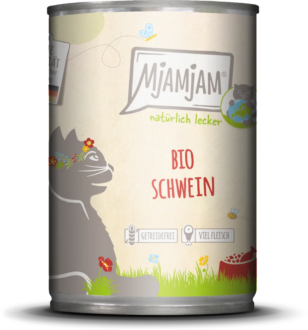 Nourriture humide pour chat Porc Biologique Naturel 400 g de MjAMjAM – photo produit