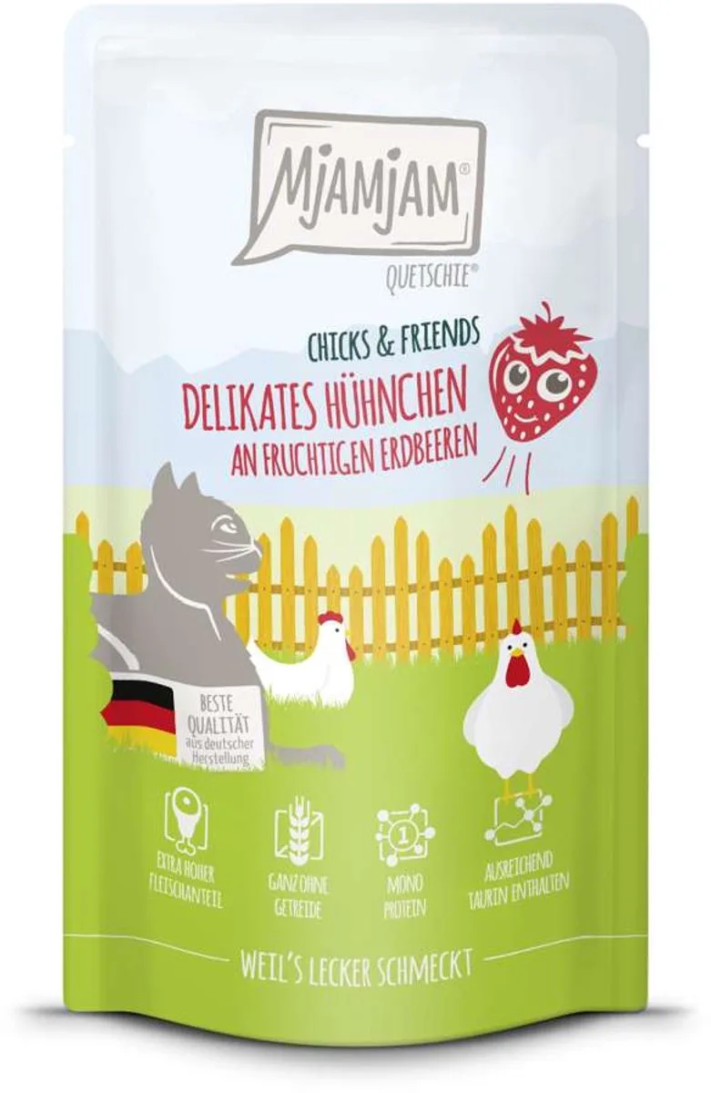 Cat - Chicks+Friends 12x125g - Kip & Aardbeien de MjAMjAM – photo produit