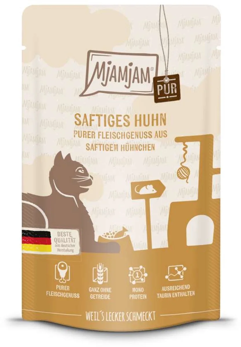 Cat - Purer Fleischgenuss Pouchbeutel 12x125g | Huhn de MjAMjAM – photo produit