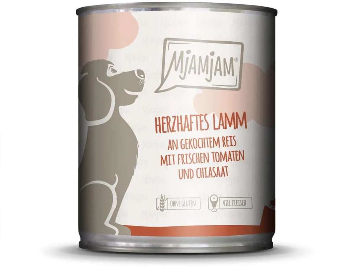 Dog - Leckere Mahlzeiten Dose 6x800g | Lamm, Reis & Tomaten by MjAMjAM – product photo