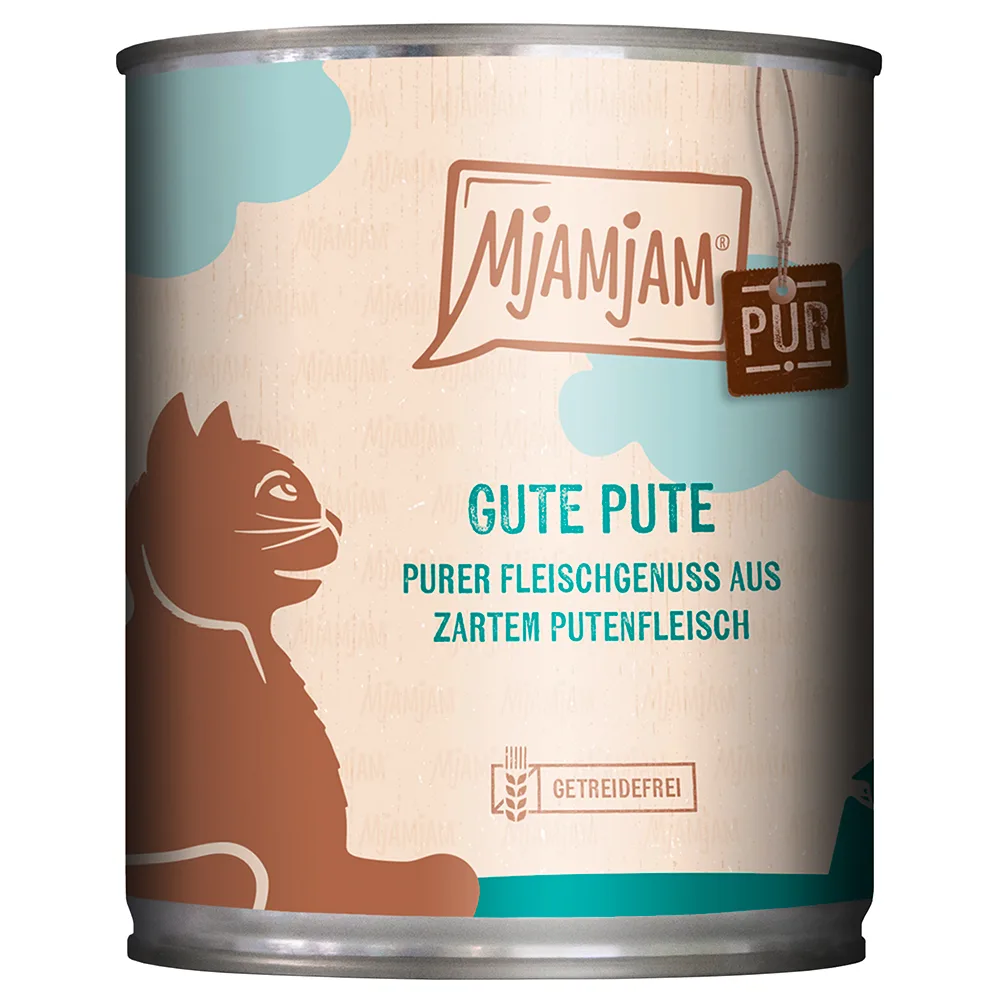 Economy pack 24x800g MjAMjAM puur vlees genieten goed kalkoen puur kattenvoer nat by MjAMjAM – product photo