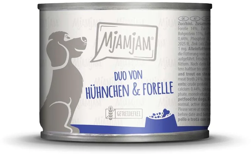natvoer hond -kip en forrel 6x200g fra MjAMjAM – produktbillede