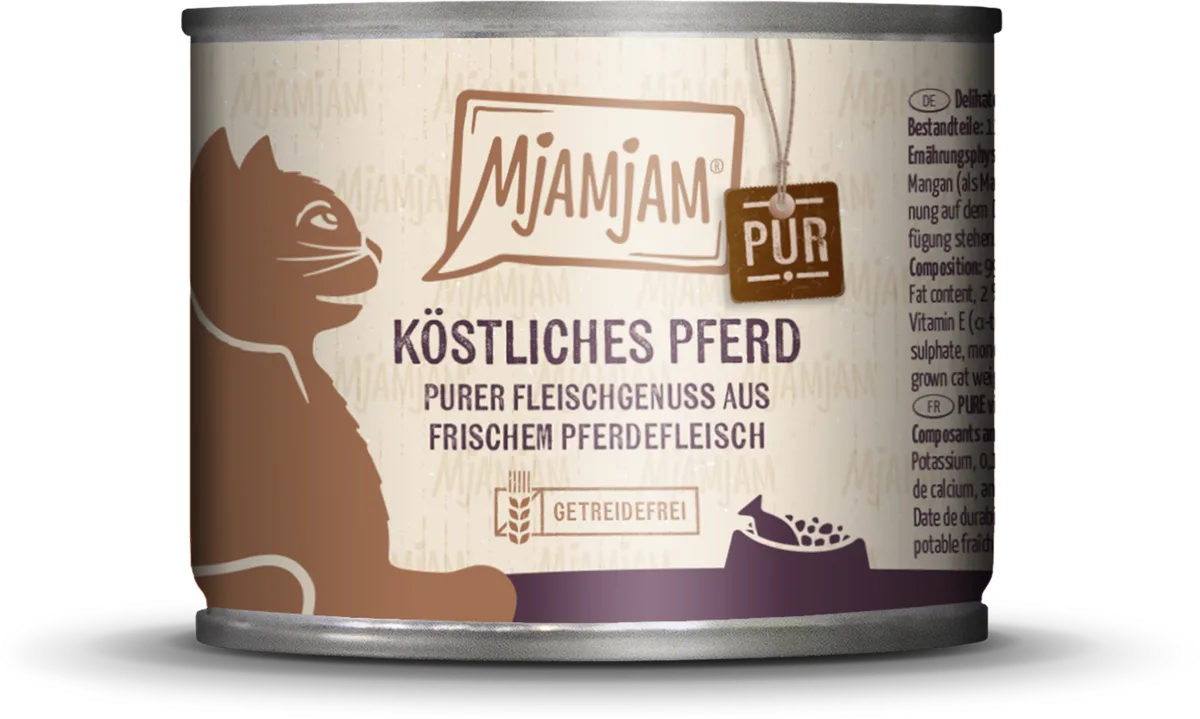 Nourriture humide pure pour chats Cheval 200 g de MjAMjAM – photo produit