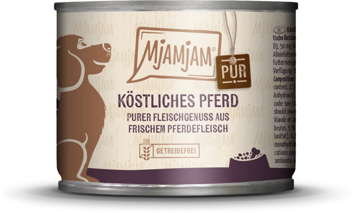 Nourriture humide pure pour chien Cheval 200 g de MjAMjAM – photo produit