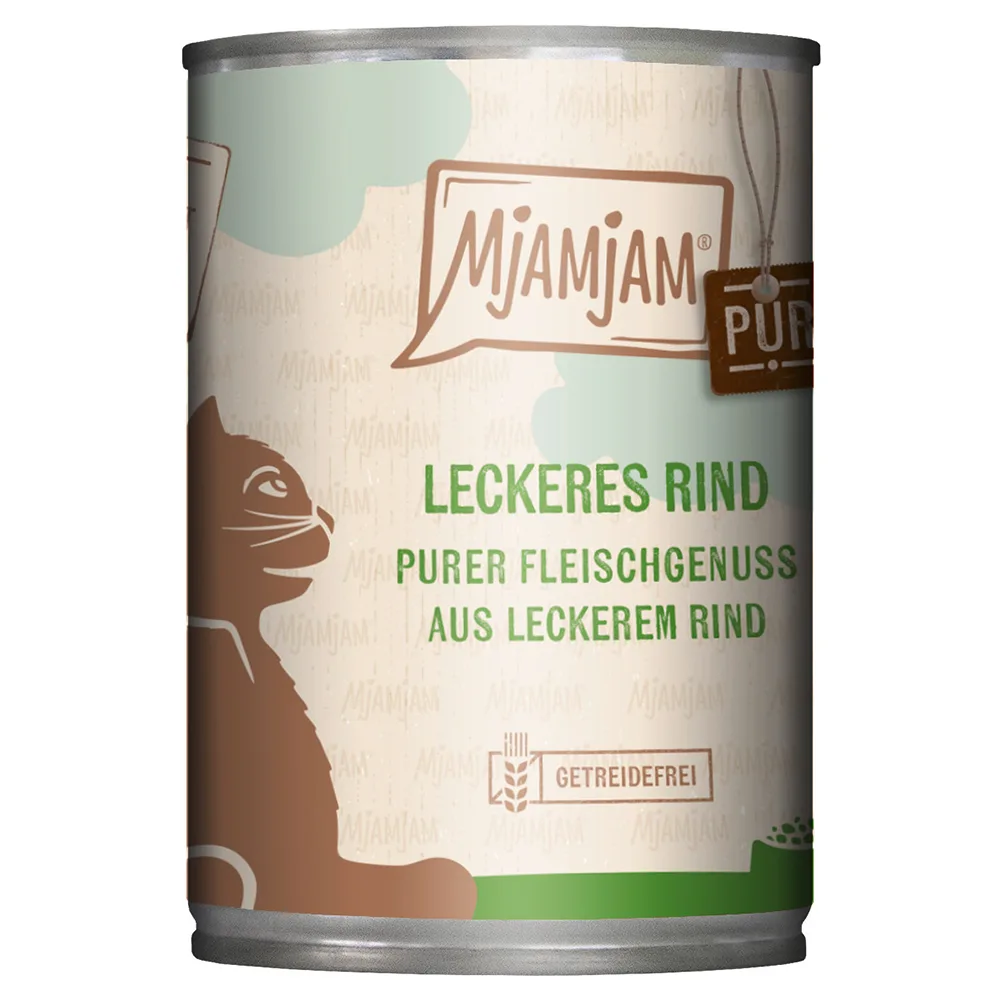 Voordeelpakket 24x400g MjAMjAM puur vleesplezier heerlijk puur rundvlees nat kattenvoer van MjAMjAM – productfoto