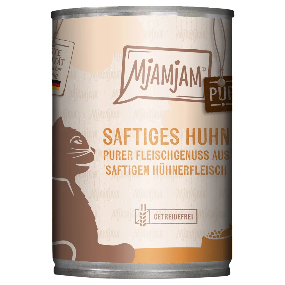 Voordeelpakket 24x400g MjAMjAM puur vleesplezier Sappige pure kip kattenvoer nat de MjAMjAM – photo produit