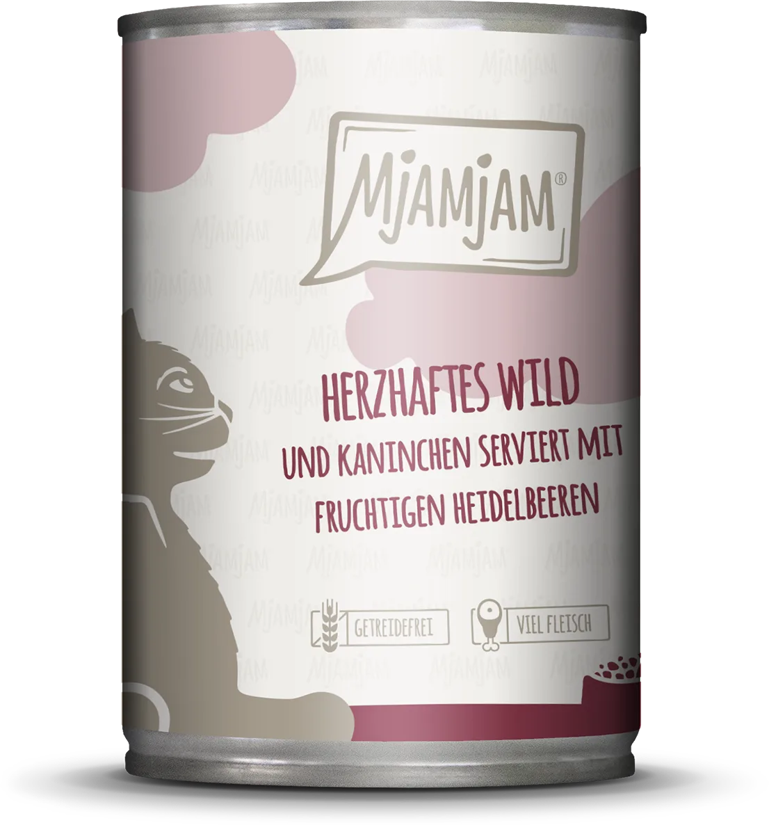 Nourriture humide pour chat Lapin gibier Myrtille 400 g de MjAMjAM – photo produit