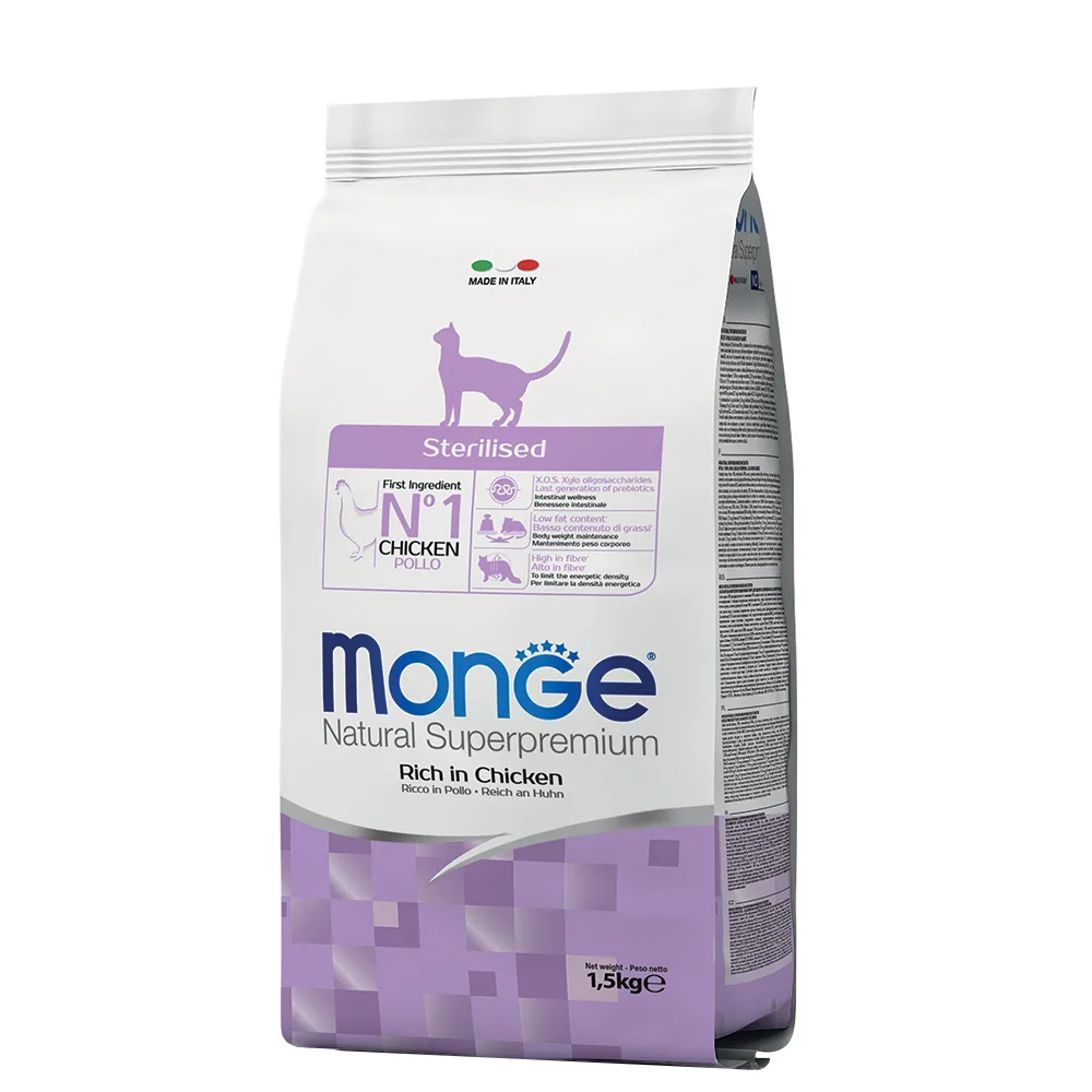 Katzensterilisiertes Hühner-Katzenfutter 1,5 Kg van Monge – productfoto
