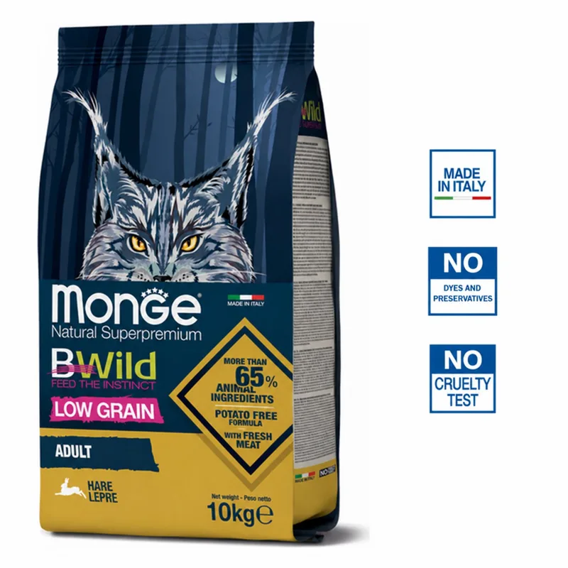 Natural Superpremium BWild - Kattenbrokken - Adult laag in granen - Haas - 10 kg von Monge – Produktfoto