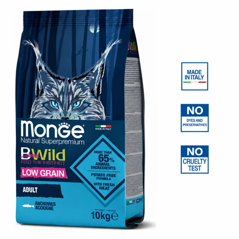 Natural Superpremium BWild - Kattenbrokken - Adult laag in granen - Ansjovis - 10 kg von Monge – Produktfoto