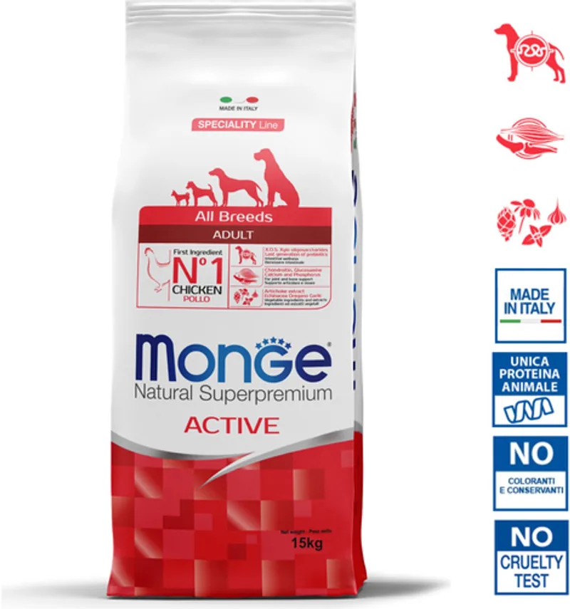 Natural Superpremium - Hondenbrokken - Adult actief - Kip - 15 kg von Monge – Produktfoto