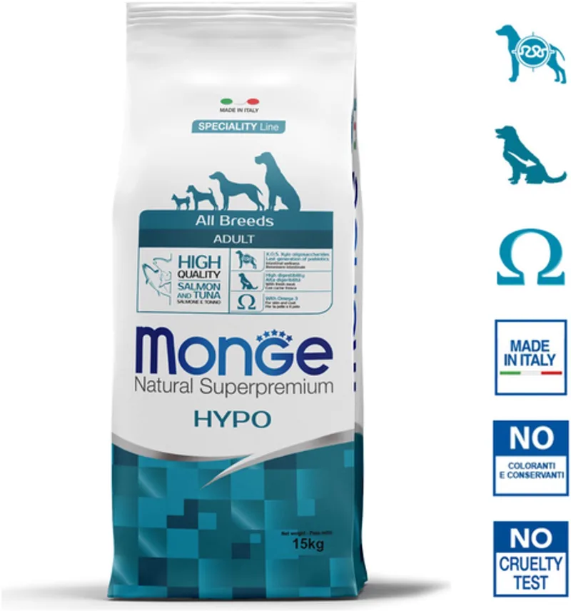 Natural Superpremium - Hondenbrokken - Adult hypoallergeen - Zalm en tonijn - 15 kg by Monge – product photo
