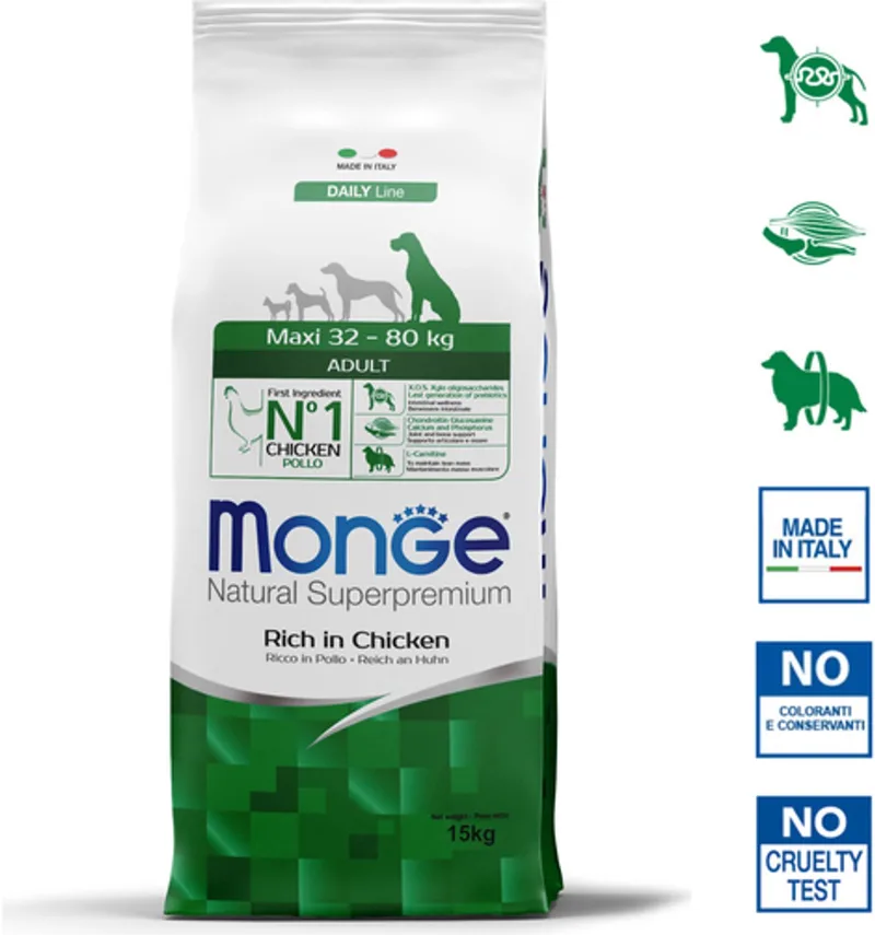 Natural Superpremium - Hondenbrokken - Maxi adult - Rijk aan kip - 15 kg by Monge – product photo