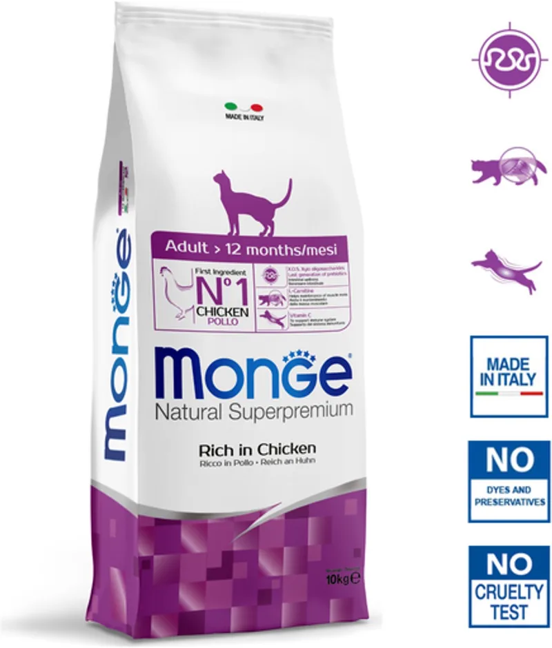 Natural Superpremium - Kattenbrokken - Adult - Rijk aan kip - 10 kg fra Monge – produktbillede