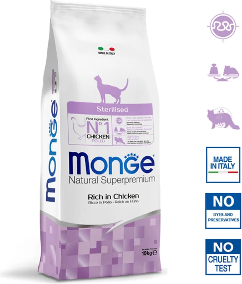 Natural Superpremium - Kattenbrokken - Gesteriliseerde katten - Rijk aan kip - 10 kg de Monge – photo produit
