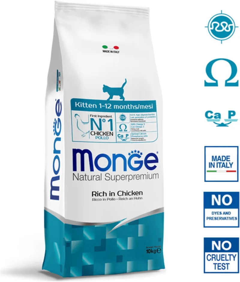 Natural Superpremium - Kattenbrokken - Kitten - Rijk aan kip - 10 kg von Monge – Produktfoto