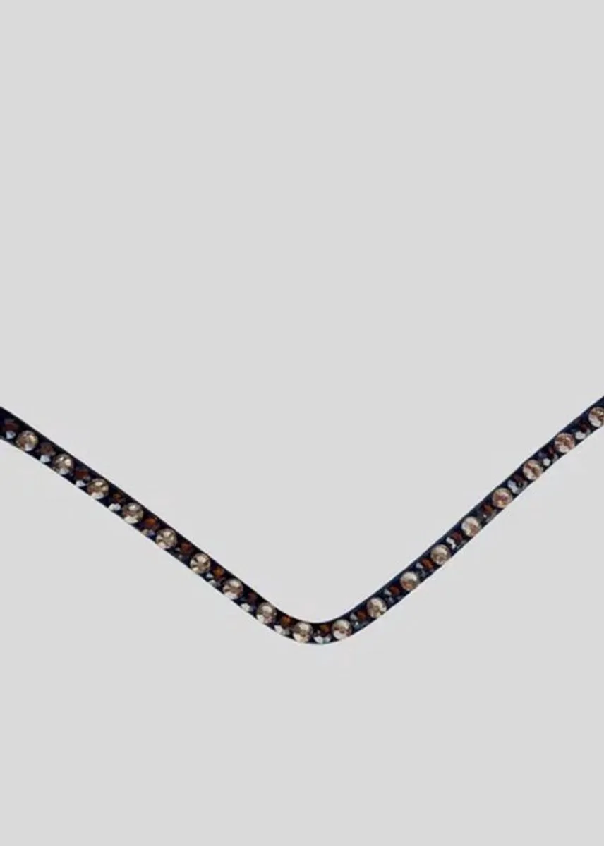 Frontriem Fair Latte/Brown crystal - Cob | Frontriemen paard de Montar en Marron – photo produit