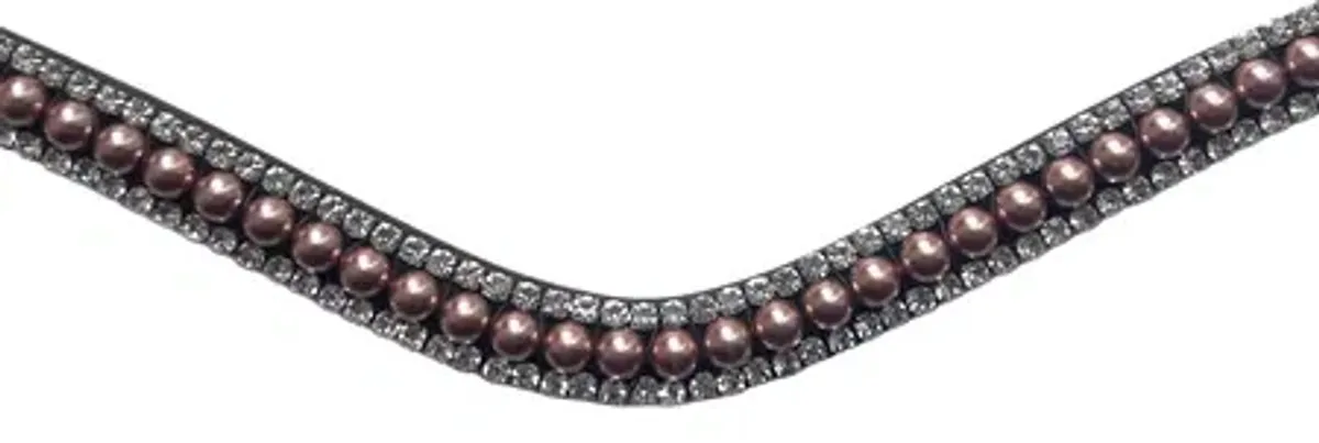 Frontriem Rosegold Pearl Black - Full | Frontriemen paard de Montar en Noir – photo produit