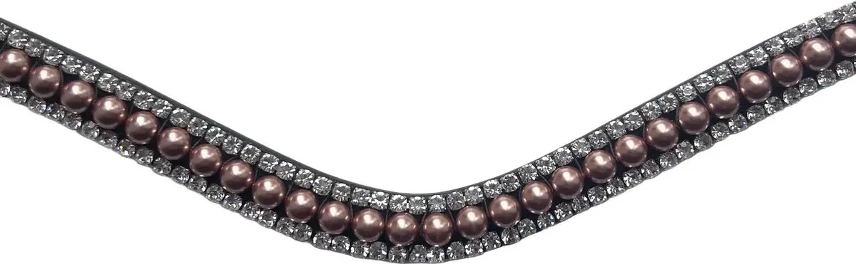 Frontriem Rosegold Pearl Brown - Cob | Frontriemen paard de Montar en Marron – photo produit
