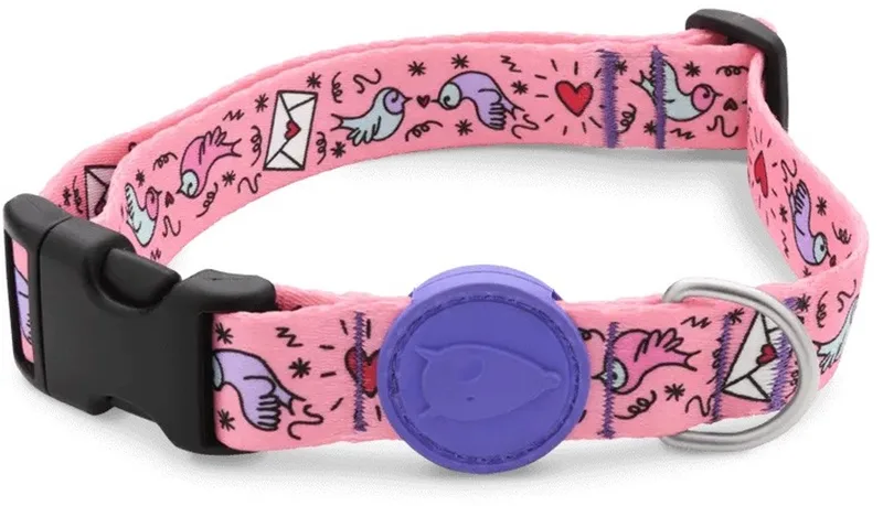 Halsband Hond Gerecycled Sweet Tweet Roze von Morso in Blau – Produktfoto