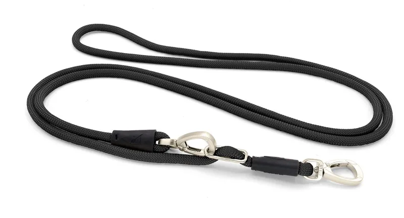 Hondenriem Hands Free Soft Rope Gerecycled Zwart de Morso en Bleu – photo produit
