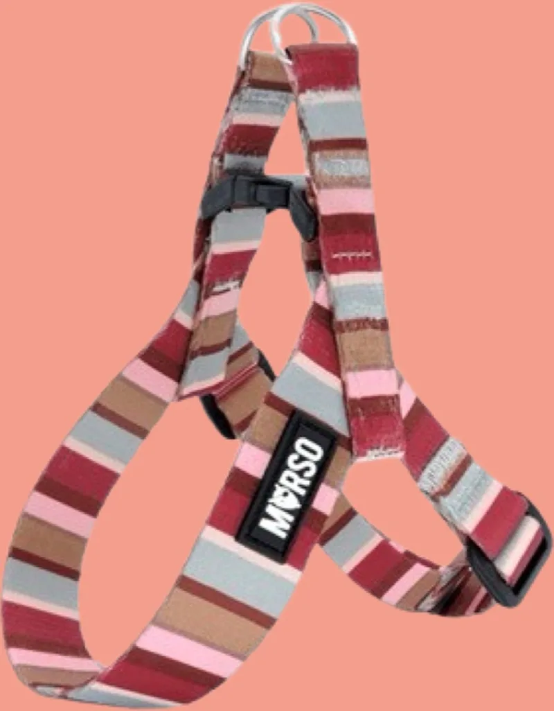 Mini Hondentuig Verstelbaar Gerecycled Skyline Rood / Roze by Morso in Blue – product photo