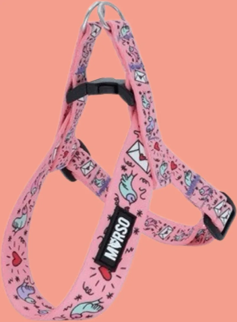 Mini Hondentuig Verstelbaar Gerecycled Sweet Tweet Roze von Morso in Blau – Produktfoto
