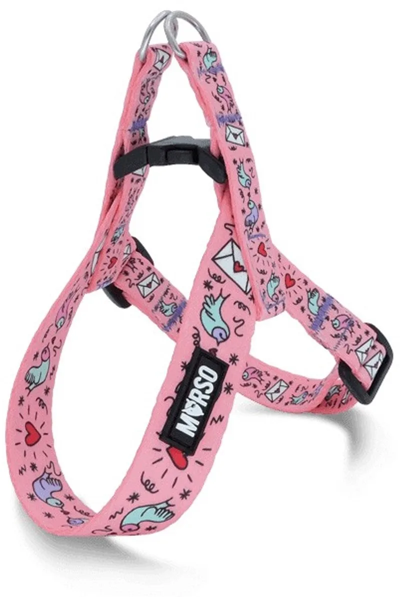 Mini Hondentuig Verstelbaar Gerecycled Sweet Tweet Roze by Morso in Blue – product photo