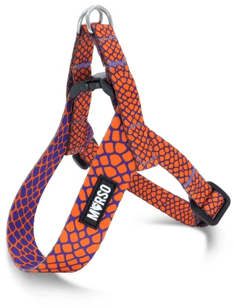 Mini Hondentuig Verstelbaar Gerecycled Urban Lizard Rood de Morso en Bleu – photo produit