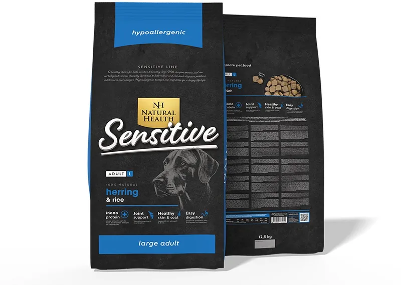 Droogvoer NH Dog Fish & Rice Large Bite - 12,5KG de Natural Health – photo produit