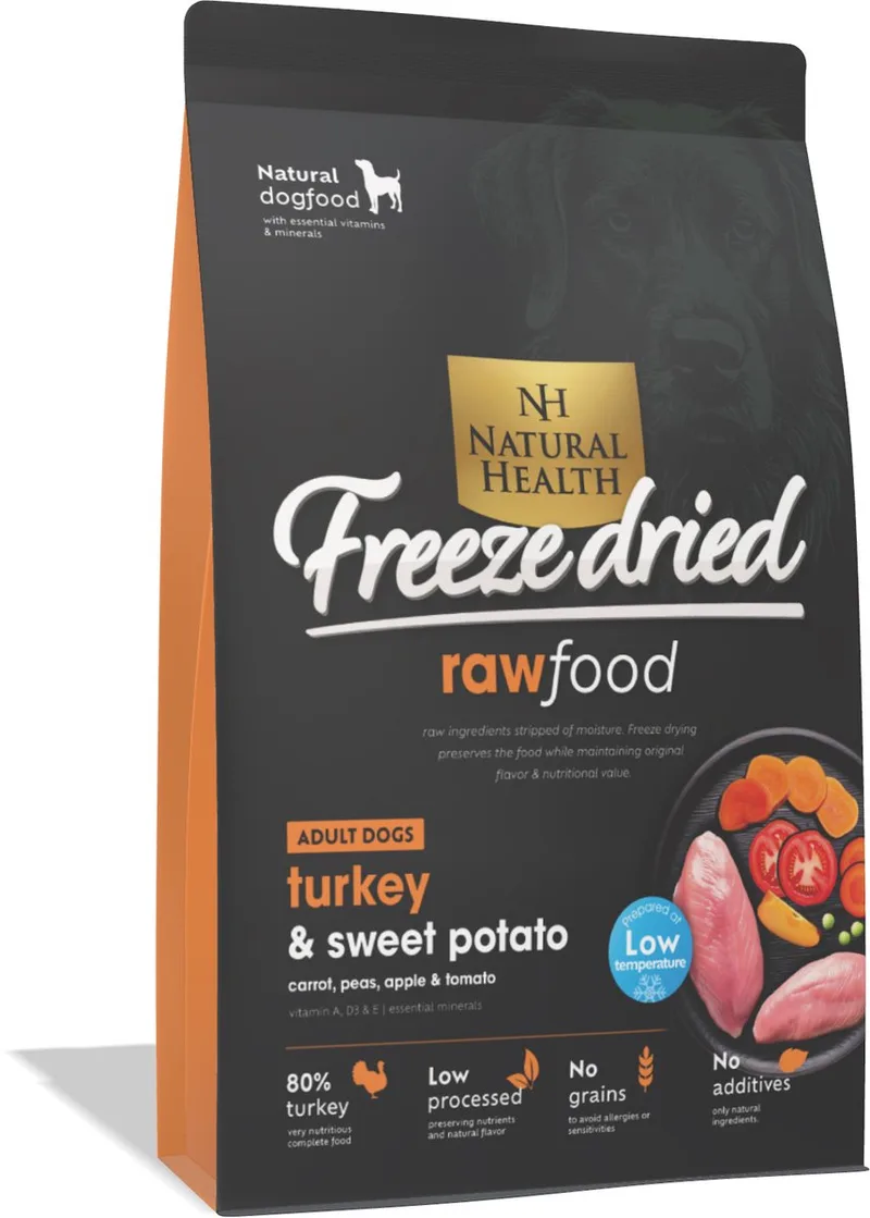 hondenvoer Grainfree Freeze Dried Turkey 400 gram - Hond de Natural Health – photo produit