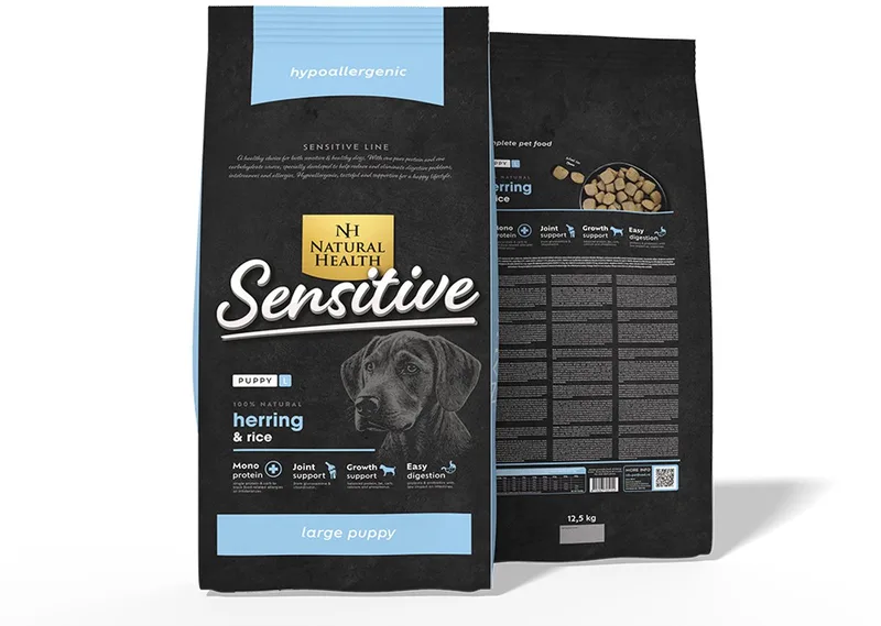 hondenvoer Puppy Large Bite Vis 12,5 kg - Hond de Natural Health – photo produit