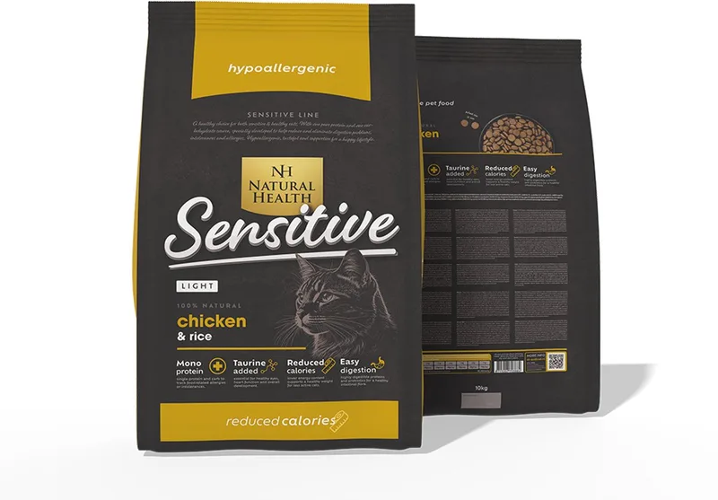 Kattenvoer Reduced Calories/Light Sensitive Chicken 10 kg - Kat de Natural Health – photo produit
