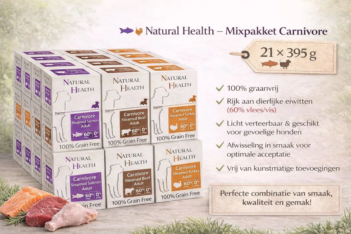 Steamed Carnivore Mixpakket - 21x 395gram van Natural Health – productfoto